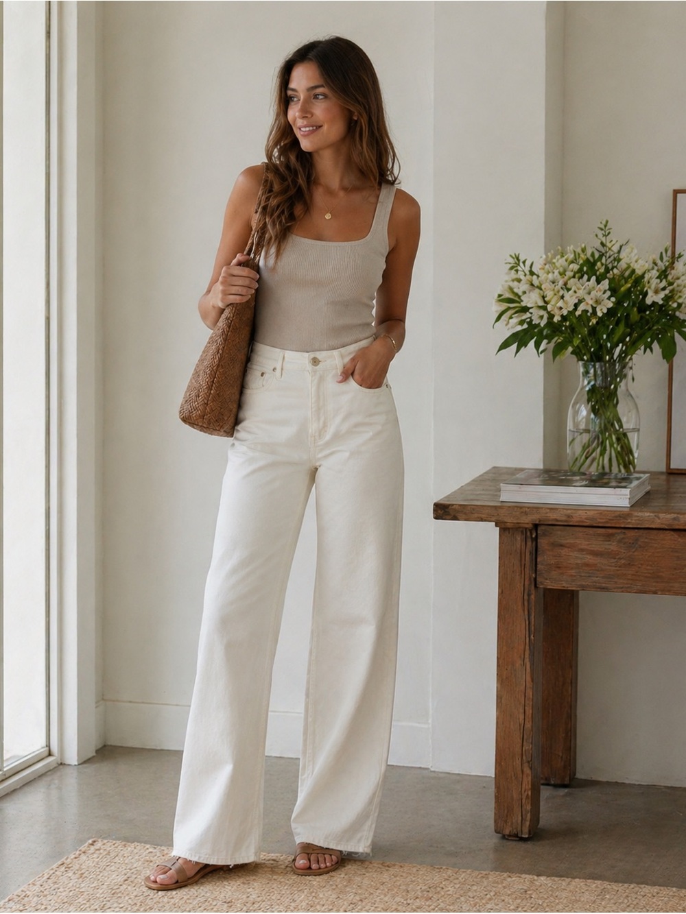 Zara white High-Rise Wide-Leg Jeans